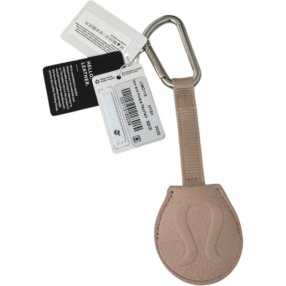 NEW Lululemon Leather Now and Always Keychain Light Pink Clip Bag Accessory - Picture 3 of 3
